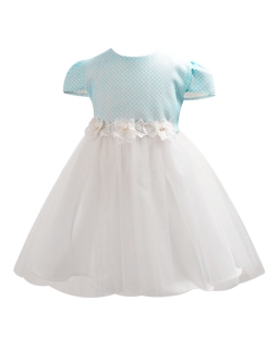 Lekka sukienka z tiulowym dołem 86-122 Dorotka błękit plus biel