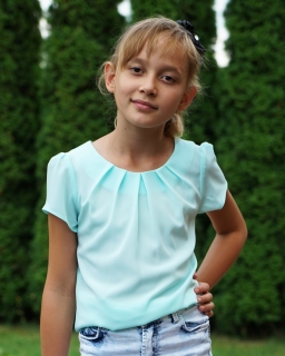 Bluzka z marszczeniem dla dziewczynki 116-170 Lili mięta