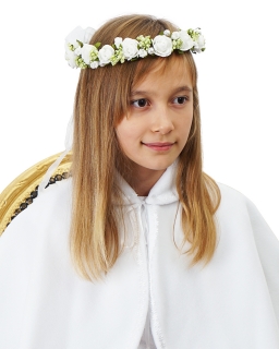 Komunijna ozdoba na głowę dla dziewczynki W84 biel plus zieleń