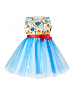 Tiulowa sukienka ze słodkim wzorem 86 Alusia 2 niebieska - ostatnia