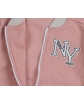 Bluza bejsbolówka w różowym kolorze z popielatymi rękawami zbliżenie