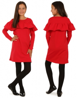 Sukienka hiszpanka z długim rękawem 116-158 KRP176 czerwona