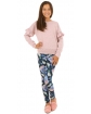 Wzorzyste legginsy w kolorowe motyle i kwiaty dla dziewczynki