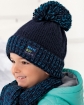 Modny zimowy zestaw chłopięcy pleciona czapka z pomponem i szalik