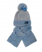 Modny zimowy zestaw chłopięcy pleciona czapka z pomponem i szalik wzór 1
