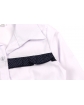 Biała bluzka dla dziewczynki z długim rękawem i kołnierzem zbliżenie falbanka