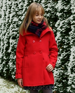 Płaszcz zimowy z kołnierzem 140-158 Angela 2 czerwony