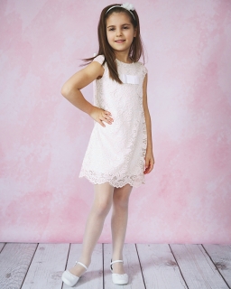 Koronkowa sukienka dla dziewczynki 92-134 Amelka ecru