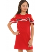 Sportowa sukienka z falbanką 128-164 KRP224 czerwona 2