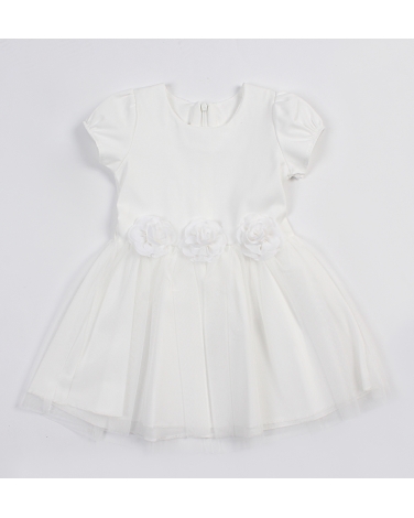 Lekka sukienka z tiulowym dołem 104-140 Alicja biała