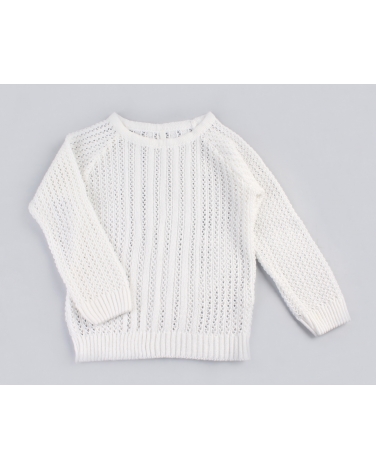 Ażurowy sweterek z długim rękawem 110-146 DZ-369 Biały