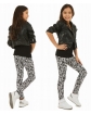 Długie ciepłe legginsy dziewczęce 116-158 KRP262 czarny plus biały 1