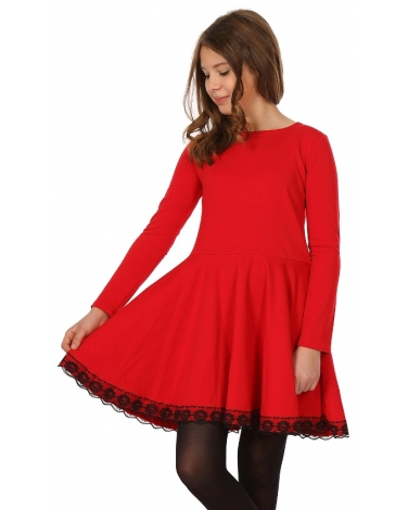 Bawełniana sukienka z koła 116-158 KR49 czerwona