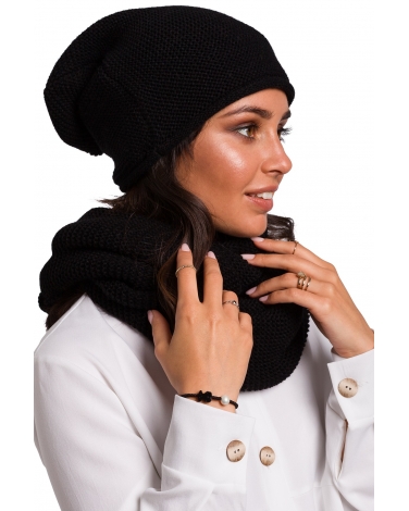 Jesienno-zimowa czapka - smerfetka dla mamy BK044 czarne