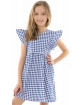 Urocza bawełniana sukienka w kratkę 128-158 KRP331niebieska