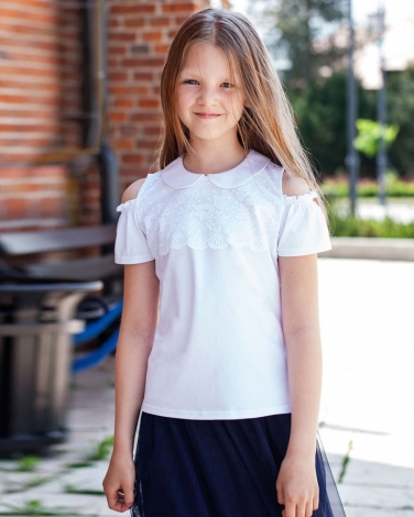 Dziewczęca bluzka z formie hiszpanki 116-152 Rosa biała -2