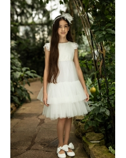 Pokomunijna sukienka dla dziewczynki 134-164 2SM-21 ecru