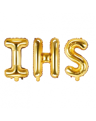 Złote balony IHS komunia dodatki 35 cm BAL12
