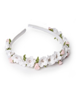 Biała opaska z drobnymi kwiatuszkami OJX0193