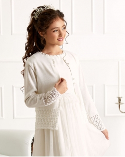 Sweterek dziewczęcy do sukienki 122 - 158 biały 750