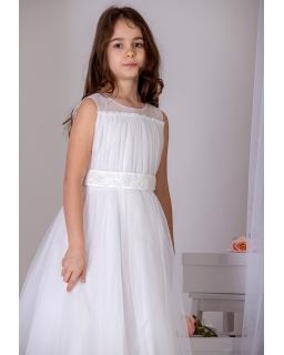 Cudna suknia dla dziewczynki 140-164 W-256 ecru