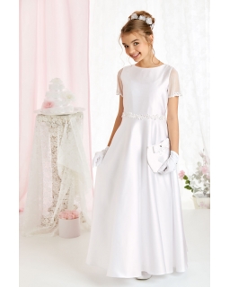 Długa komunijna sukienka z satyny 134-152 Isabelle biała