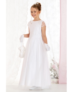 Długa sukienka w formie alby 134-152 Angie biel