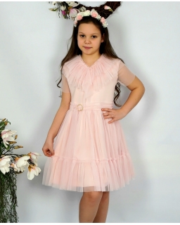 Sukienka dla dziewczynki z tiulu 134-164 Sara różowa