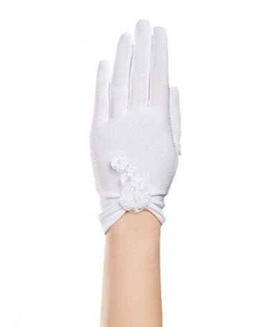 Eleganckie rękawiczki komunijne z aplikacją RKP44