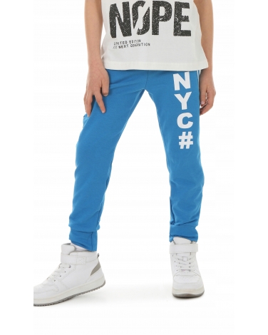 Sportowe spodnie nadruki NYC 116-158 KRP432 niebieski