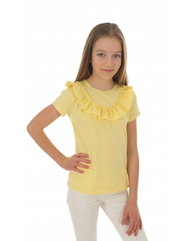 Bawełniana bluzeczka z falbanką 122-158 KRP405 żółty