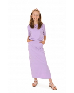 Długa sukienka MAXI 116-158 KRP440 liliowy