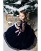 Świąteczna sukienka z tiulowym rękawem 116-140 Malwina granat