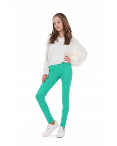 Legginsy dla dziewczynek, wygodne spodnie, zielone getry