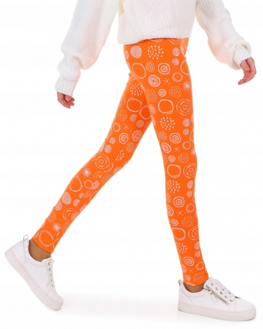 Legginsy bawełniane dla dzieci, legginsy dla starszych dziewczynek, pomarańczowe