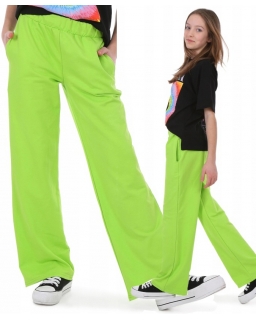 Szerokie spodnie z kieszeniami 116-164 KRP446 limonka