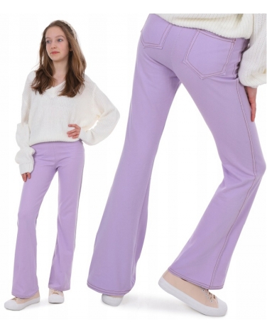 Spodnie jeansowe, DZWONY 116-164 KRP434 LILIOWE