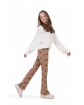 Modne spodnie flare dla dziewczynek 116-164 KRP452 beżowe