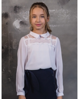 Biała bluzka dla dziewczynki z koronką 122-164 3S-115