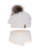 Zimowy komplet beret plus komin AGB/6138 biały