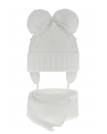 Komplet zimowy czapka plus szalik AGB/6185 biały