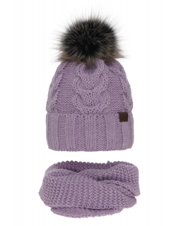 Zimowy komplet czapka plus szalik AGB/6143 fiolet