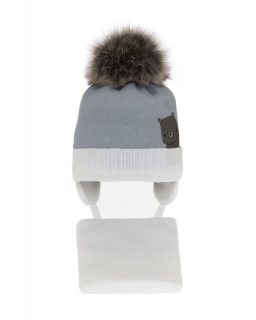 Zimowy komplet czapka plus szalik AGB/6196 biały