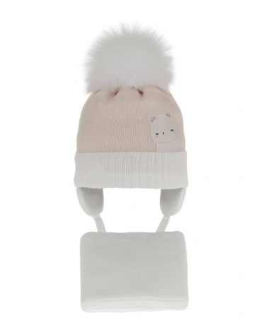 Zimowy komplet czapka plus szalik AGB/6213 biały