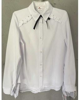 Koszula z długim rękawkiem 128-164 Wiola biała
