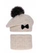 Komplet dla dziewczynki beret plus komin AGB/5646 beżowy meanż