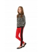 Ciepłe czerwone legginsy dla dziewczynek, ocieplane getry na zimę 146