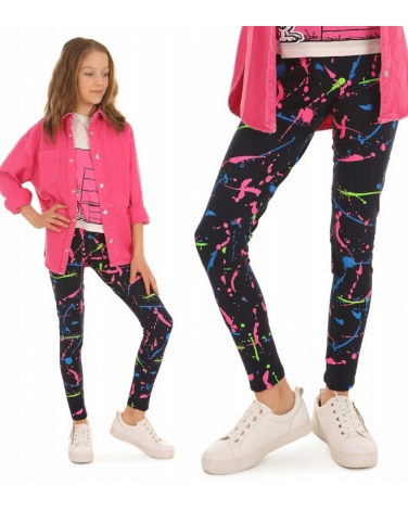 Ciepłe legginsy dla dziewczynek, wzór kolorowy 158