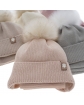 Czapki zimowe dla niemowląt, czapka wiązana na zimę beż 41