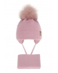 Komplet niemowlęcy czapka i szalik 40-42 róż01 AGB/6037